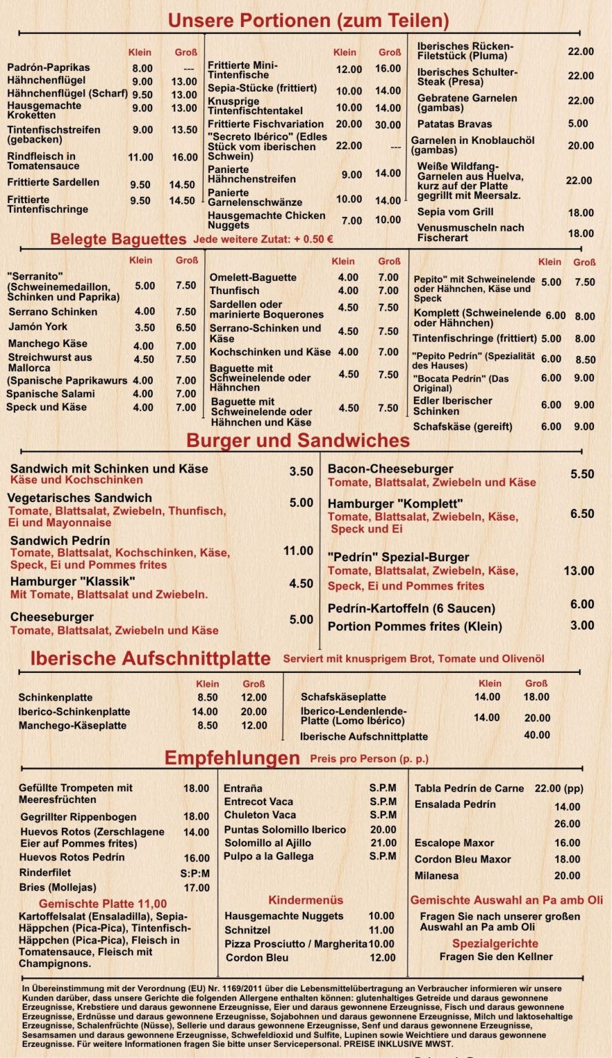 Brauerei-Menü